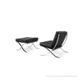 Stainless Steel Legs Black Leather Barcelona Chair